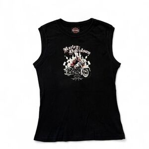 Harley-Davidson Black Graphic Muscle Tank Top